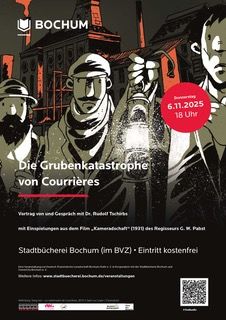Plakat der Graphic Novel "Sang noir: 1906 La catastrophe de Courrières" (Plakat: Stadtbücherei Bochum)